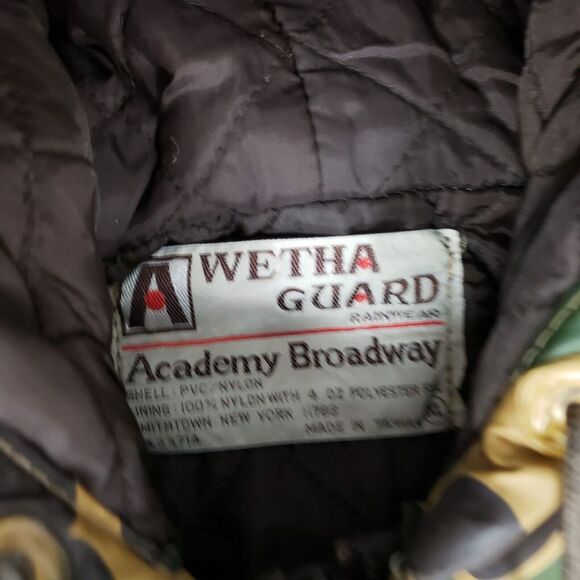 VINTAGE Wetha Guard Academy Broadway Mens XL Green Duck Camo Camouflage PVC - Picture 2 of 12